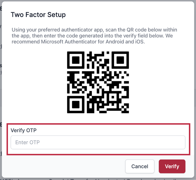 Access your OTP via QR code