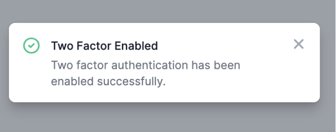 Confirmation 2FA is enabled