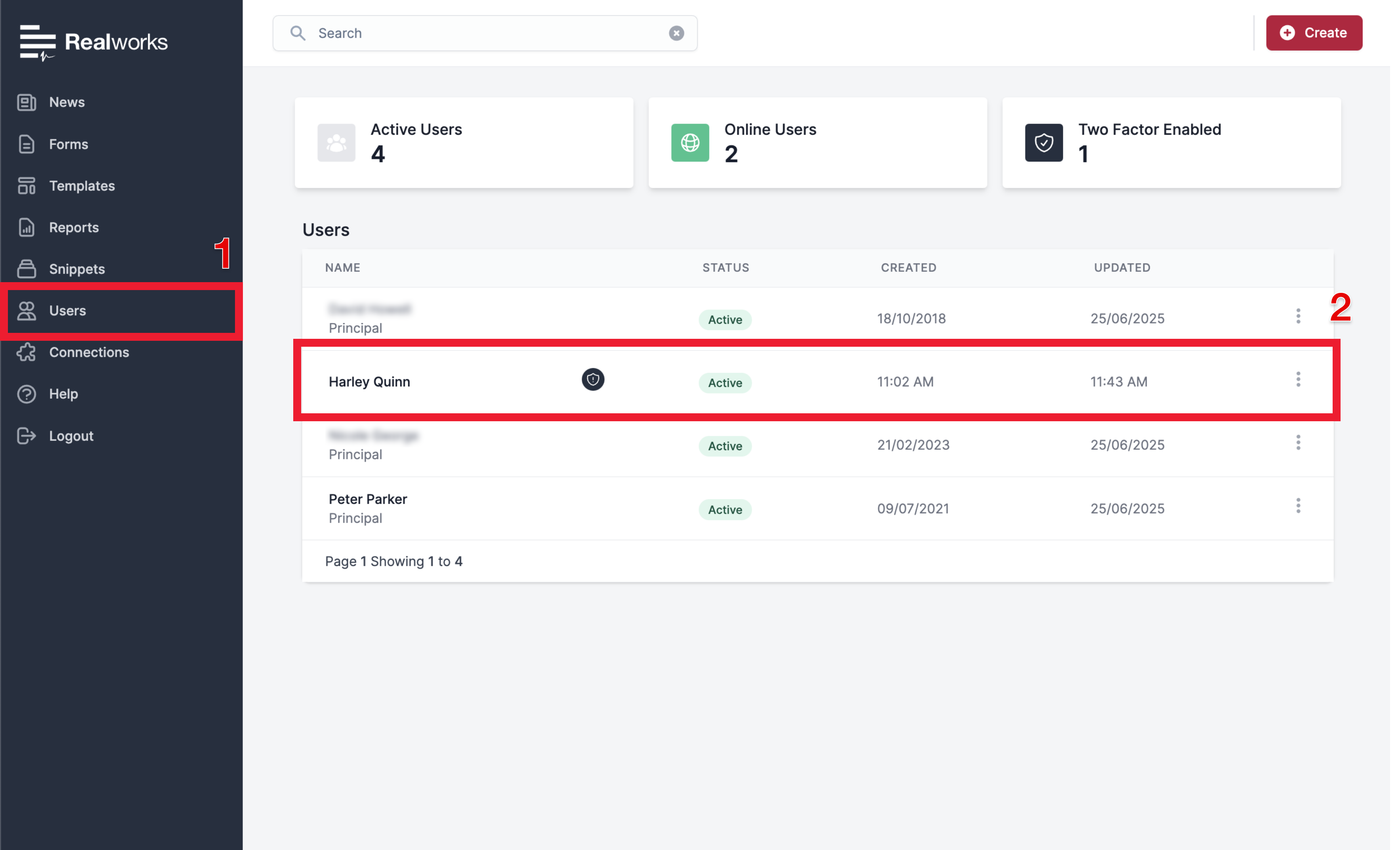 Search for Non-Principal User from User page