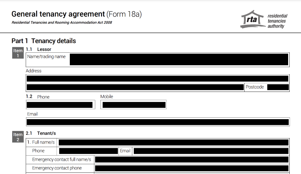 Redacted form example